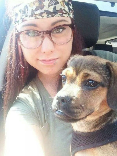 Alaina Marie Mathers with her dog