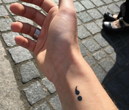 Brandon Flynn Semi-colon tattoo
