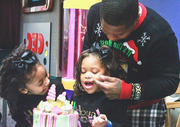 Jason Mitchell with the daughters