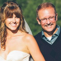 Sarah Wright with her dad Robert at her wedding